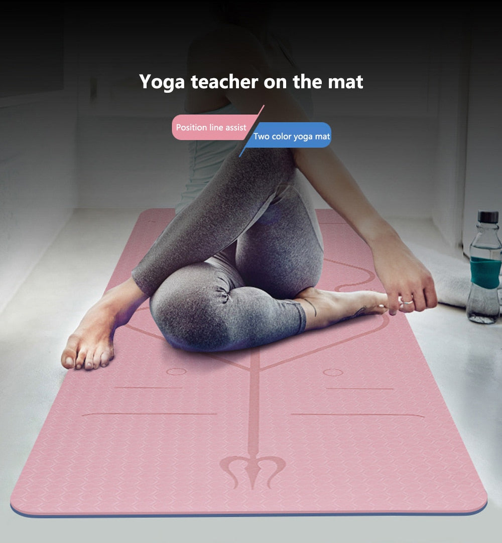 Position Line Assist Double Layer Two-color Yoga Mat