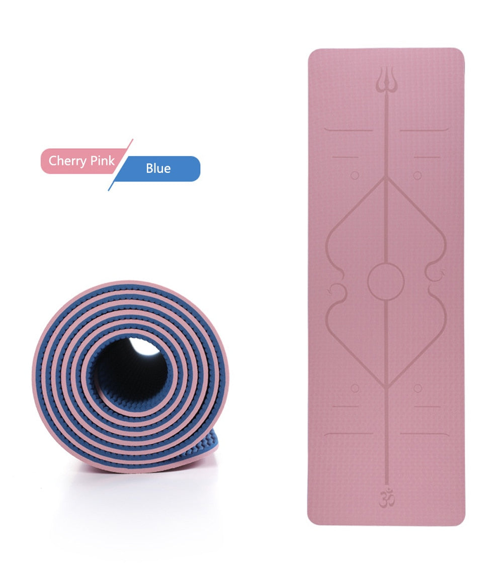 Position Line Assist Double Layer Two-color Yoga Mat