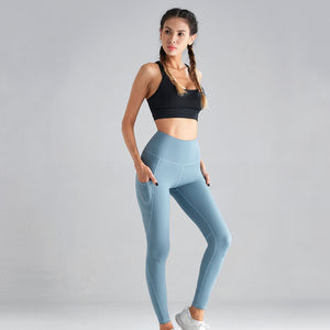 Pocket Hollow Stitching Soft Yoga Pants