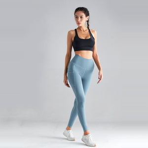 Pocket Hollow Stitching Soft Yoga Pants