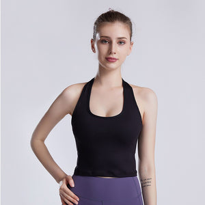 O-Neck Strap Chest Pad Yoga Top