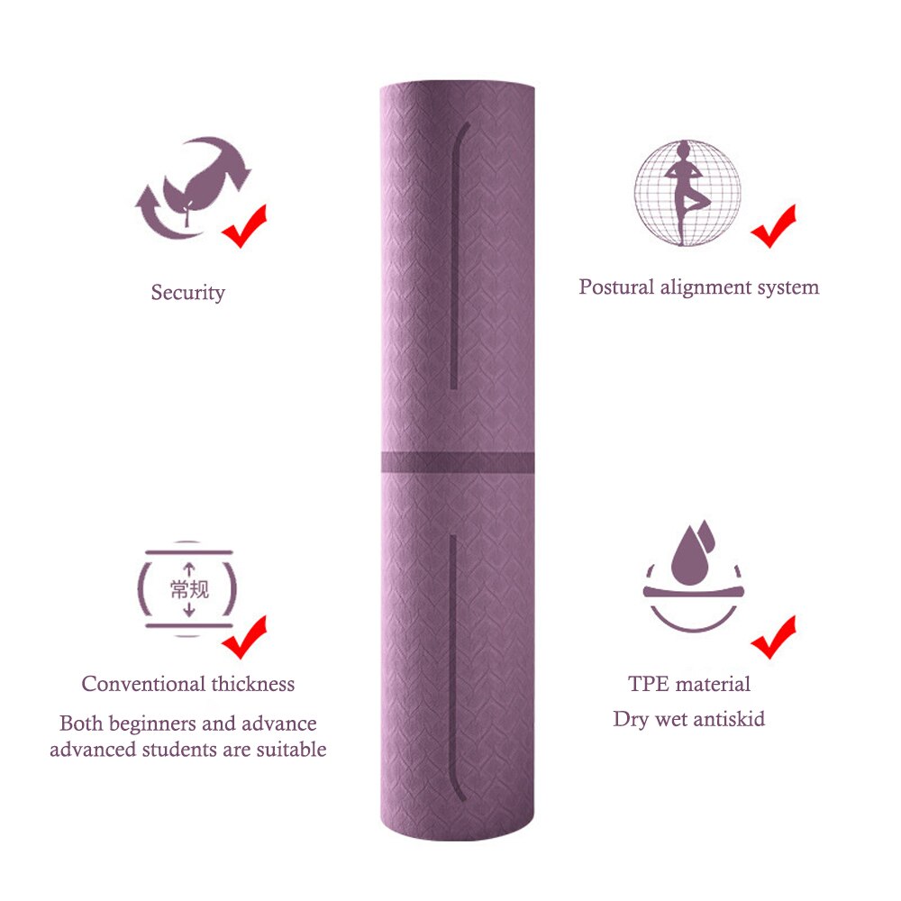 Yoga Mat Posture Line Double Layer One-color Non-slip