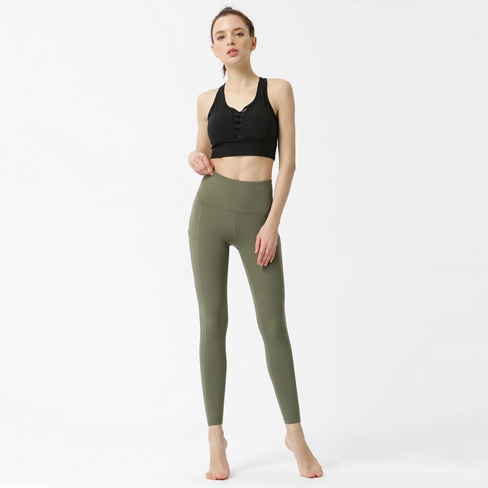 High Waist-Cross Side Pockets Yoga Pants