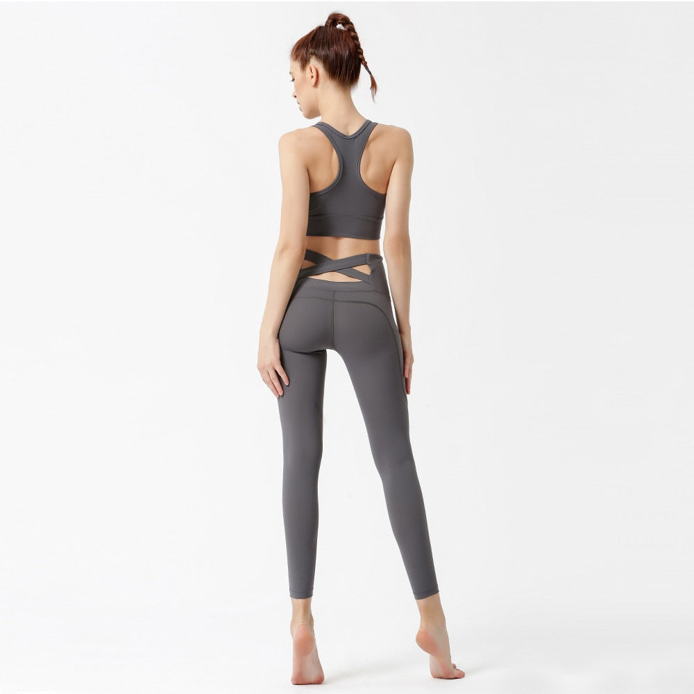 High Waist-Cross Side Pockets Yoga Pants