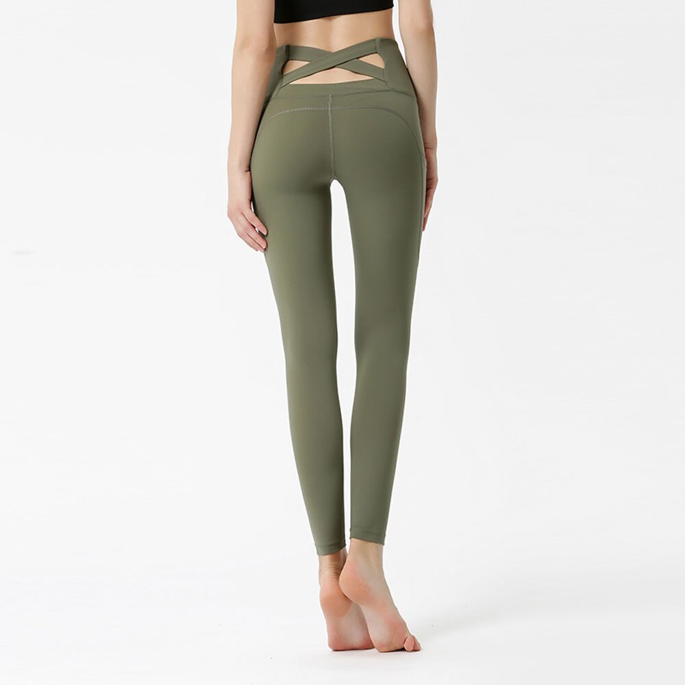 High Waist-Cross Side Pockets Yoga Pants