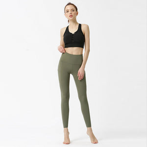 High Waist-Cross Side Pockets Yoga Pants