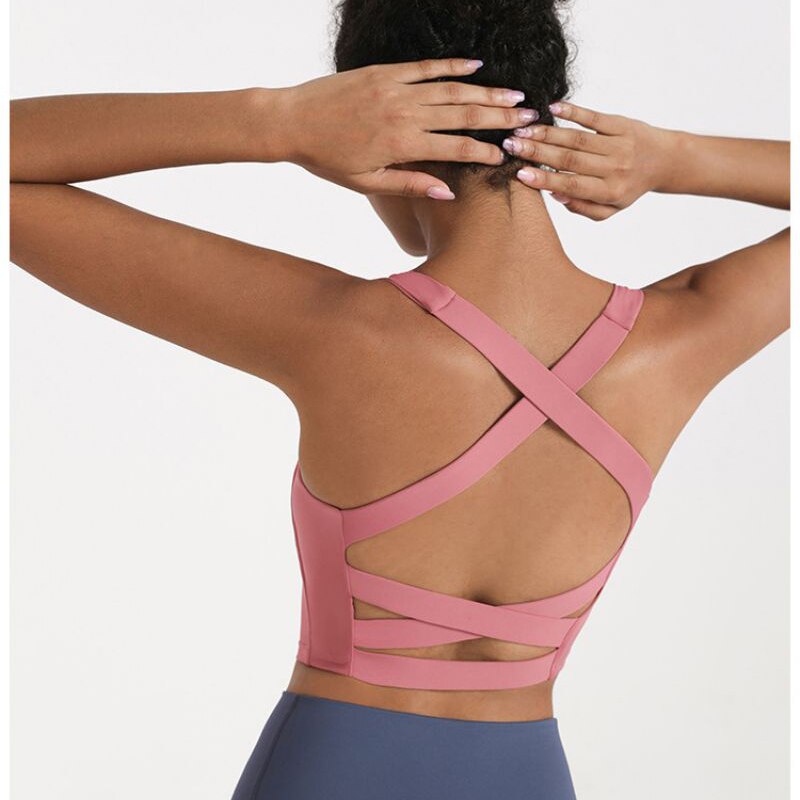 Crossed High Support Padded Yoga Top